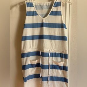 Blue and White Striped Sleeveless Dress